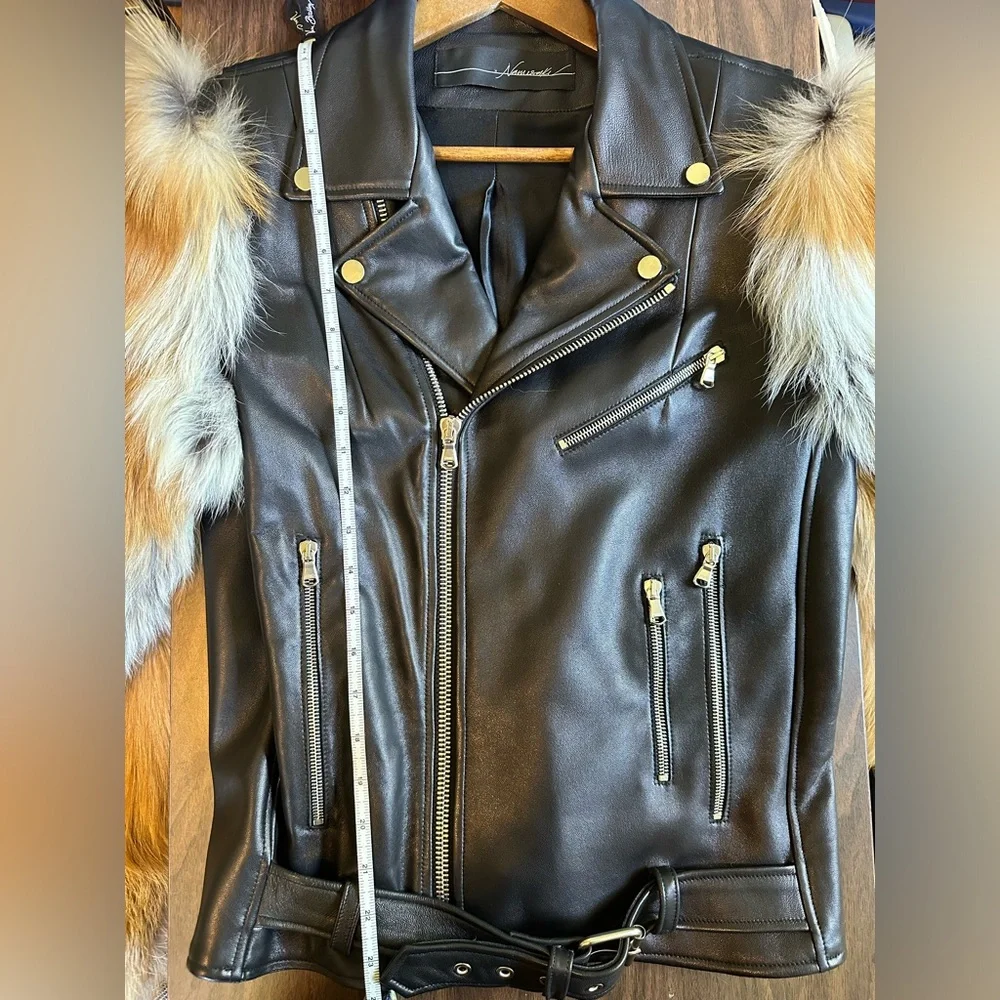 By the Namesake leather jacket with fox fur sleeves - Picture 11 of 17